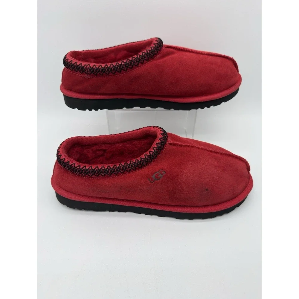 UGG Tasman Samba Red Suede Comfort Slip On Sheepskin Slippers Size 11 - Picture 2 of 14